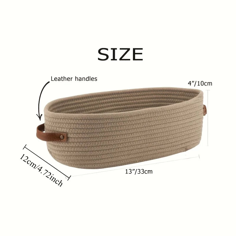 CozyNest – Woven Storage Basket with Leather Handles